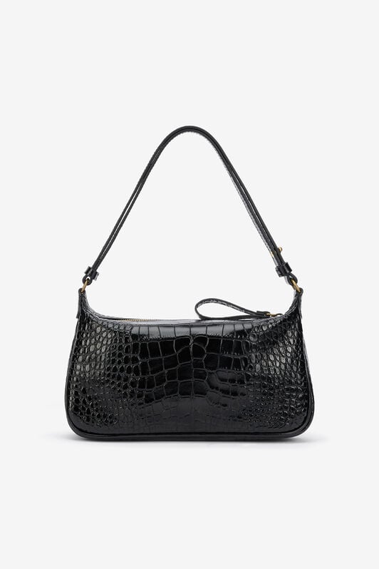 RC Black Croc-Effect Shoulder Bag With Mirror Snake Monogram RC Black Croc-Effect Shoulder Bag With Mirror Snake Monogram BLACK QOB00B-PZO32