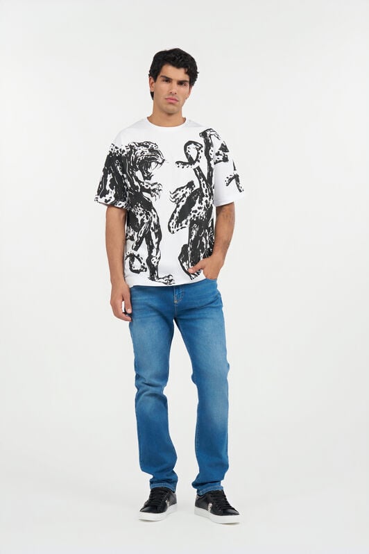 RC White T-Shirt With Printed Tigers RC White T-Shirt With Printed Tigers WHITE QOT62A-JD060