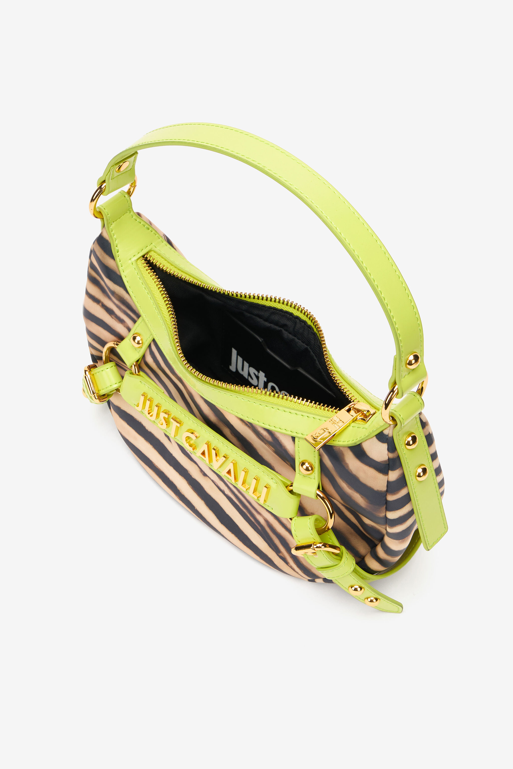 JC Hobo Bag With Tiger Skin Print And Logo JC Hobo Bag With Tiger Skin Print And Logo Light green UFB094-UF463
