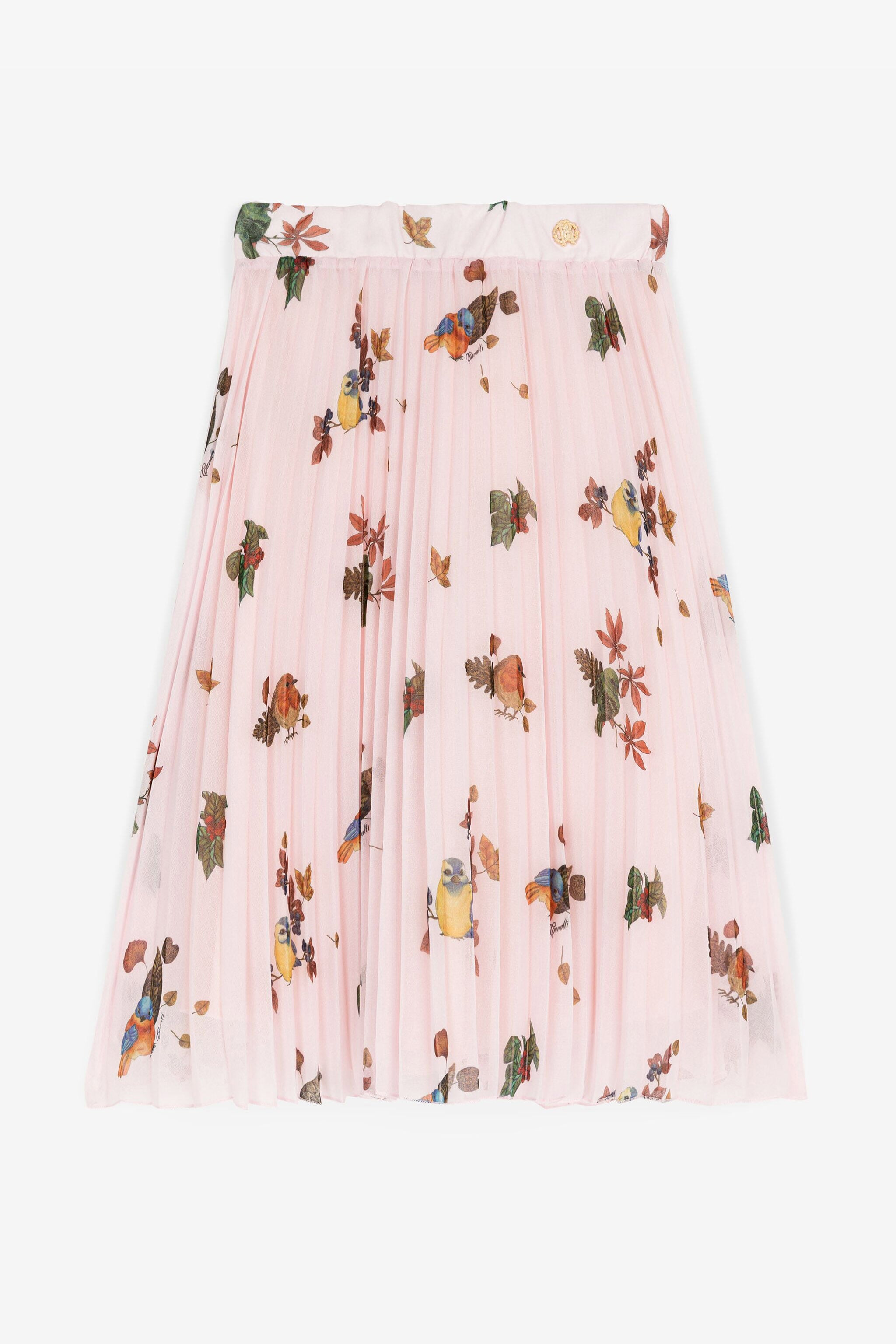 JU Bird-Print Pleated Skirt Pink RJT30D-7GH91