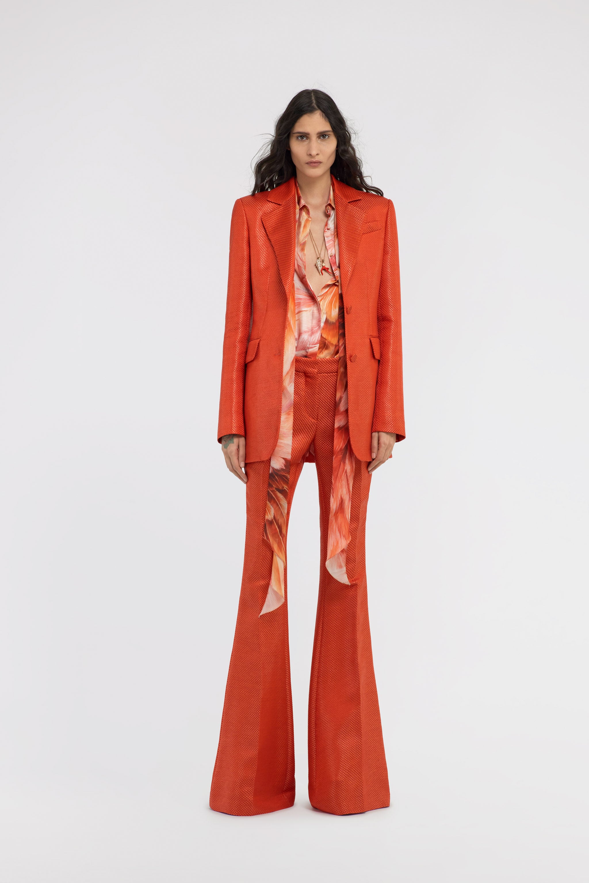 RC Plumange Print Silk Shirt Orange SWT704-4QL71