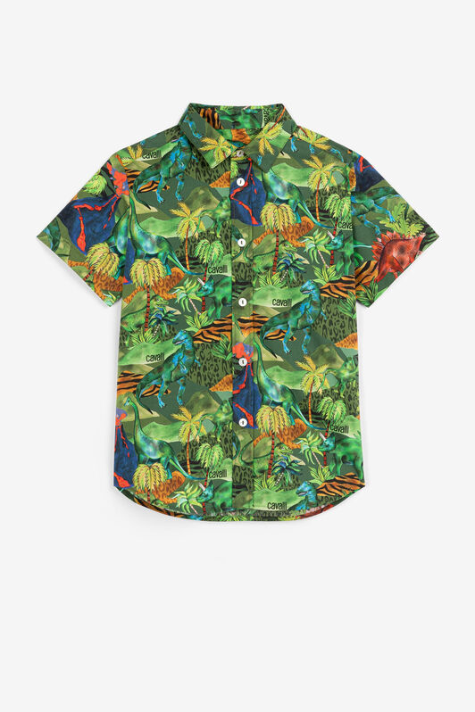 JU Chemise en coton à imprimé jungle JU Chemise en coton à imprimé jungle Vert QJT706-4FF60