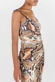 RC Python print midi dress Brown UWT137-LNN93