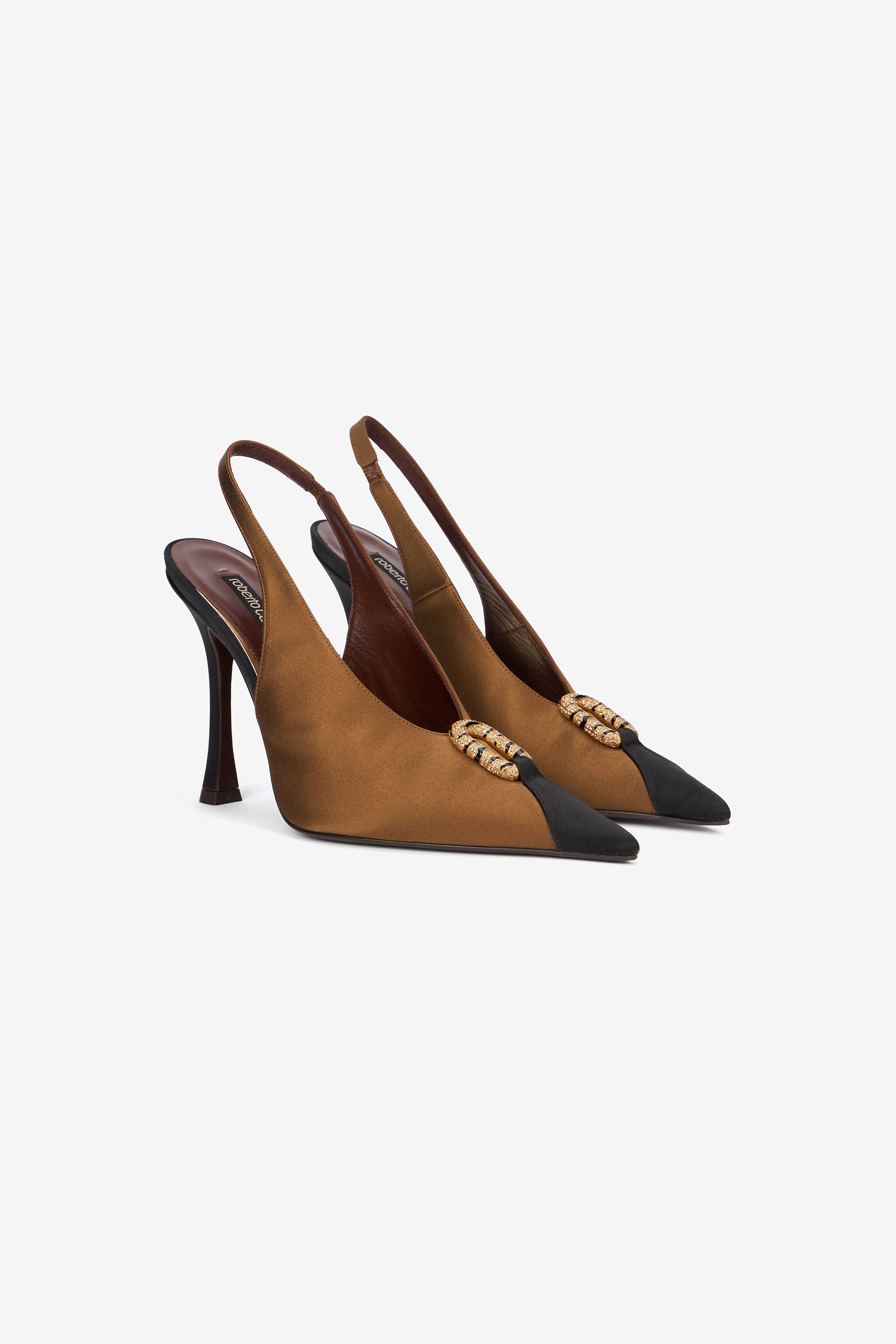 RC Brown And Black Slingbacks With Jewel Detail RC Brown And Black Slingbacks With Jewel Detail MARRONE/NERO VWS010-FL113