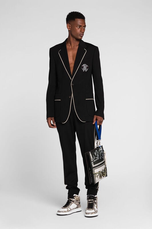 RC Blazer de botonadura simple con bordado Mirror Snake RC Blazer de botonadura simple con bordado Mirror Snake Negro QRT411-NZ027