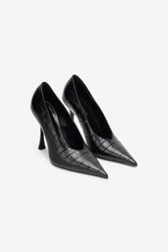 RC Black Croc-Embossed Pump With Monogram RC BLACK SOS00P-PZ037