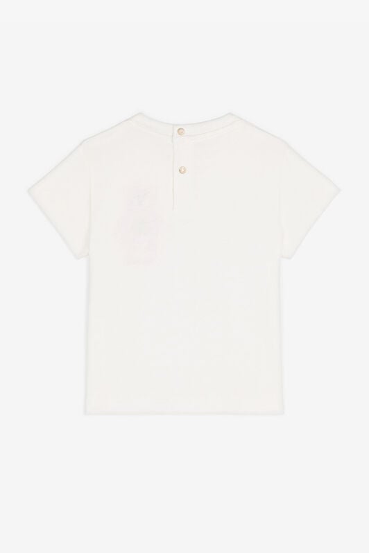 JU T-Shirt mit Teddy-Stickerei JU T-Shirt mit Teddy-Stickerei Weiß RJT606-JD001