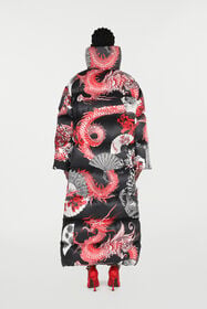 RC Down Jacket With All-Over Print And Removable Lower Insert Black/Red VQT801-3FP75