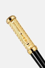 RC Roberto Cavalli Ballpoint Snake Pen, Yellow Gold Color & Black Lacquer  QALG72-IG383