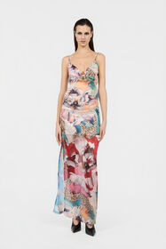 JC Flower Multicolor Print Dress MULTICOLOR SCURO UFT184-UF250
