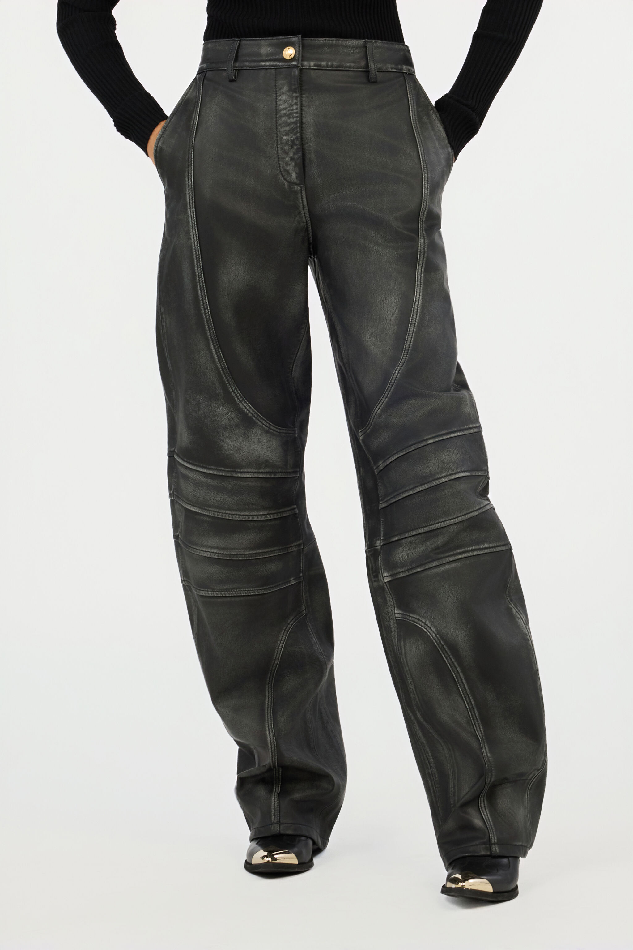 JC Black Leather Trousers BLACK VFT140-VF219