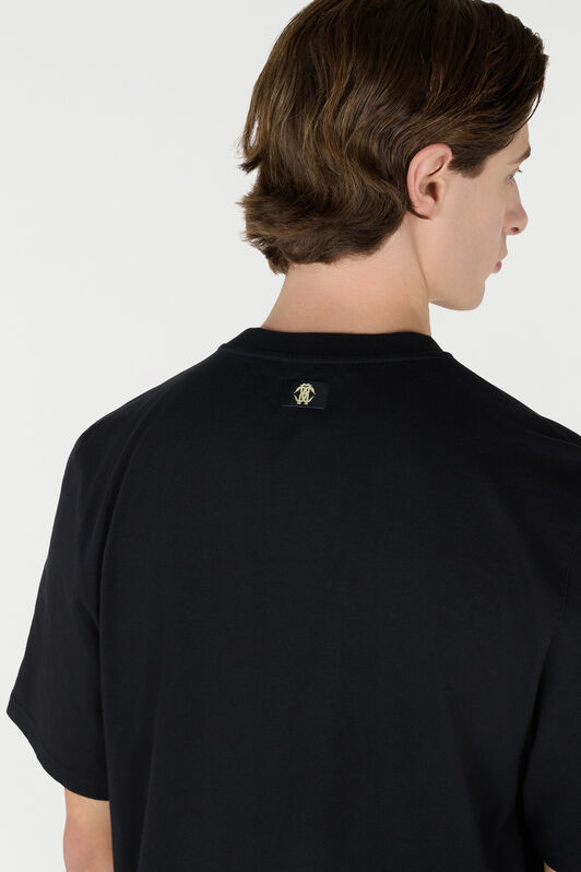 RC T-Shirt With Distressed-Effect Snake And Rose Print Black URT61C-JD060