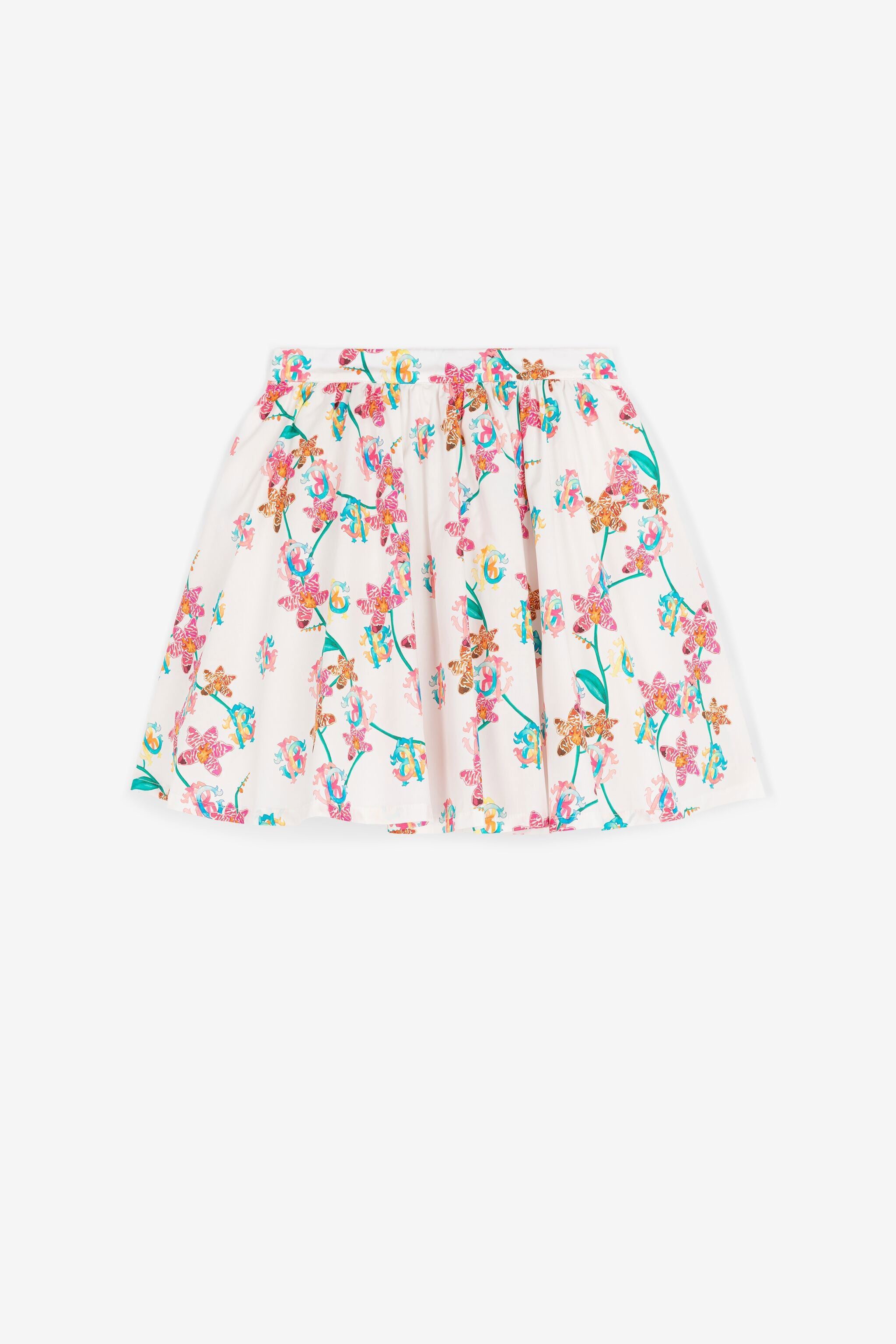 JU Floral-print ruched skirt JU Floral-print ruched skirt White QJT312-CIG29