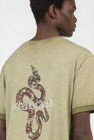 RC Green T-Shirt with Back Snake Print MILITARY GREEN SOT60B-JD005