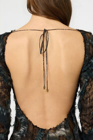 RC Mini vestido con estampado Fur sobre encaje con efecto desgastado BLACK/BEIGE XWT143-7HT79