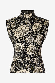 RC Top De Punto Con Motivo Floral De Jacquard Negro/Blanco VQM617-MI014