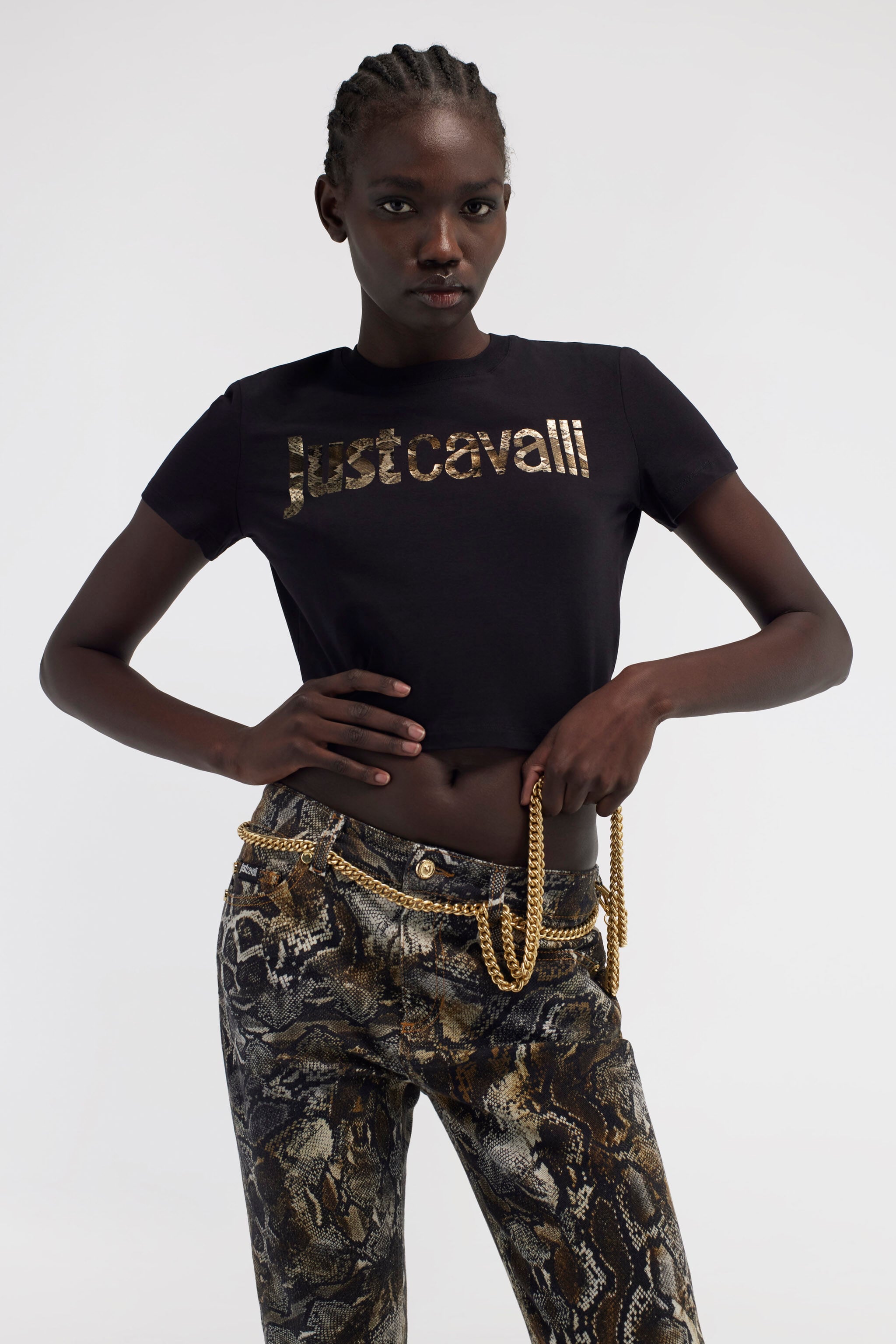 JC Just Cavalli Logo T-Shirt JC Just Cavalli Logo T-Shirt Schwarz RKT861-RK367