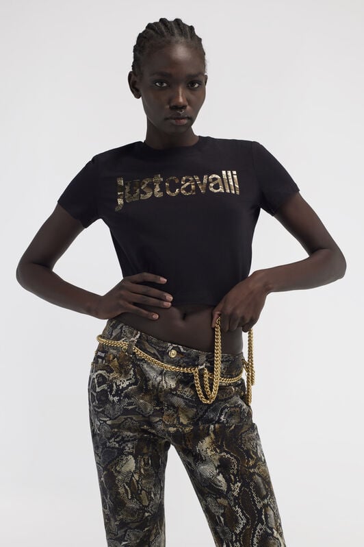 JC Just Cavalli Logo T-Shirt JC Just Cavalli Logo T-Shirt Schwarz RKT861-RK367
