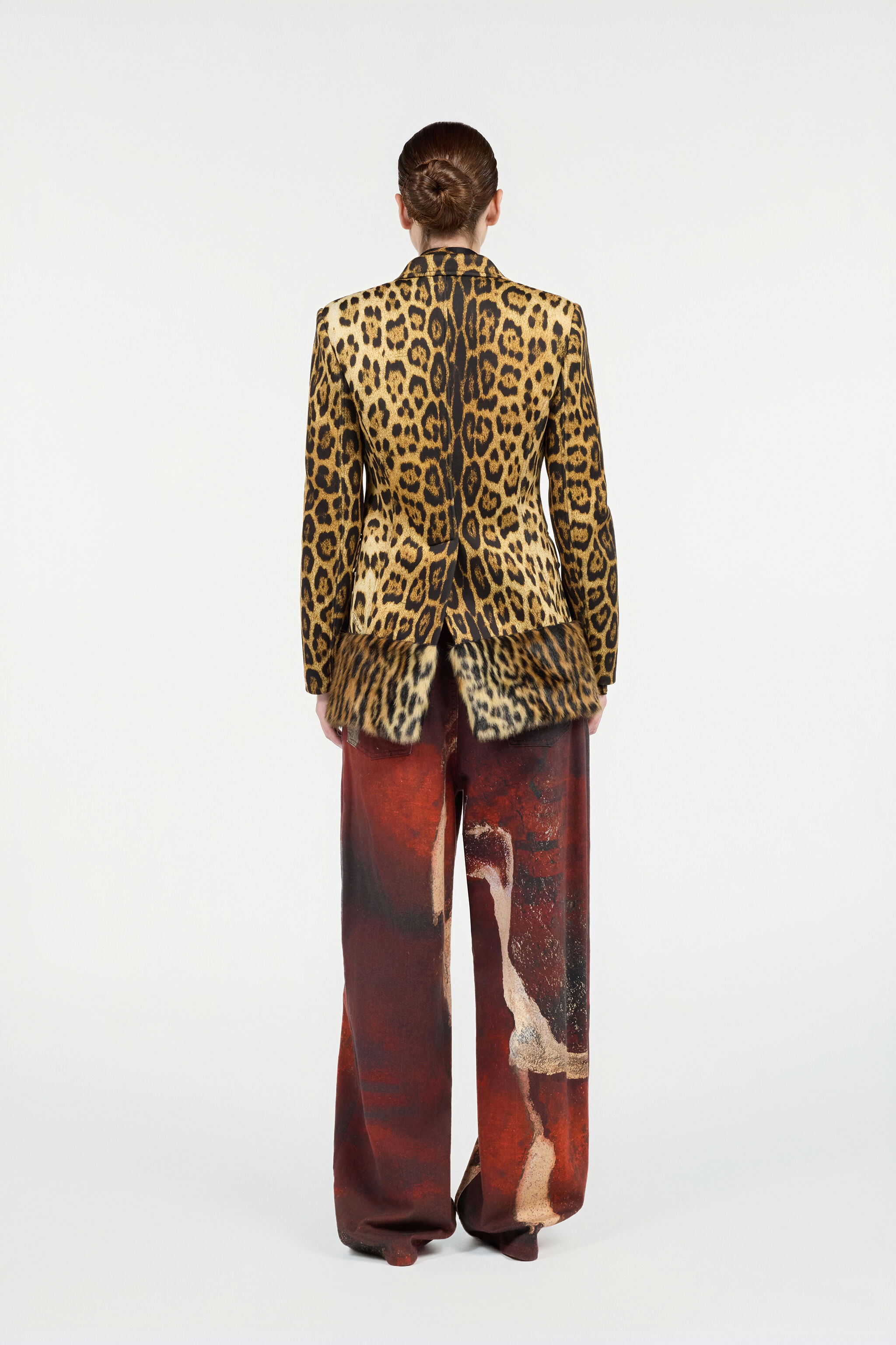 Single-Breasted Blazer With Jaguar Skin Print in Brown for Women