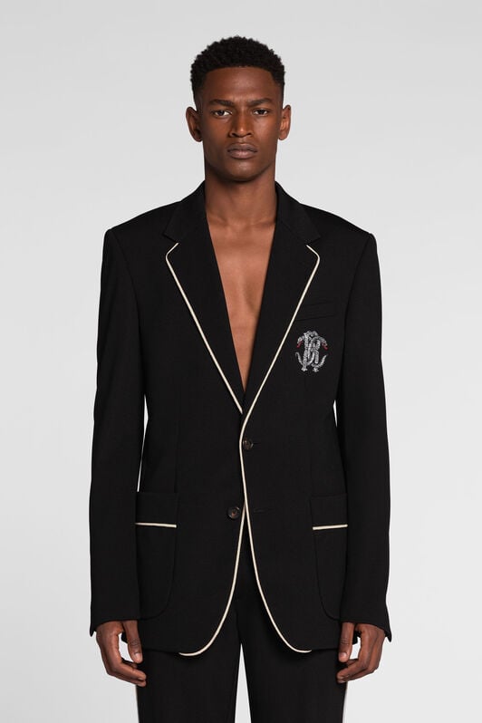 RC Blazer de botonadura simple con bordado Mirror Snake RC Blazer de botonadura simple con bordado Mirror Snake Negro QRT411-NZ027