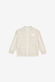 JU Zip-Up Sweatshirt With Tiger Skin Print Ivory UJT68E-5OO44