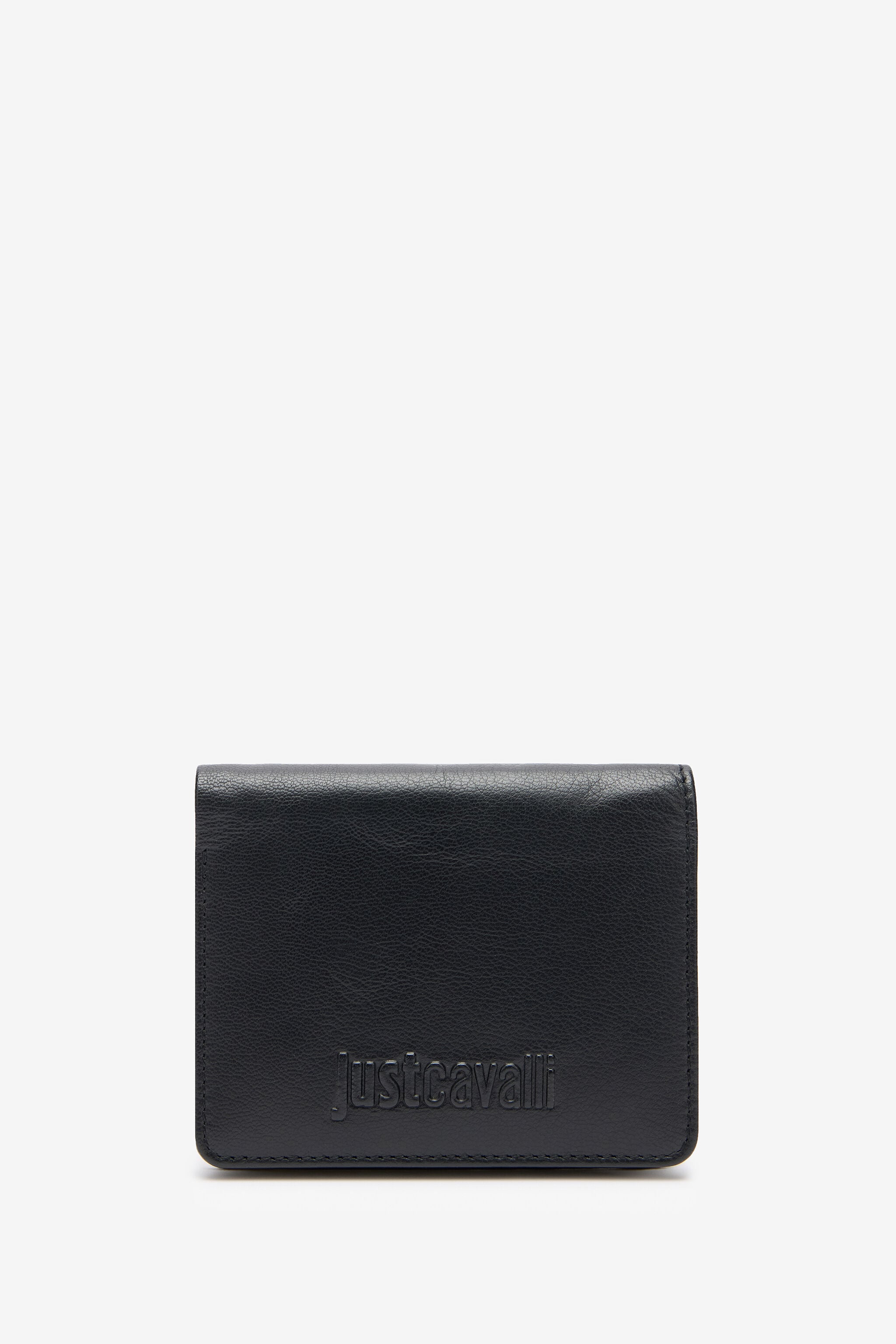 JC Portefeuille Pliant En Cuir Noir Avec Logo Embossé JC Portefeuille Pliant En Cuir Noir Avec Logo Embossé BLACK VFP023-VF579