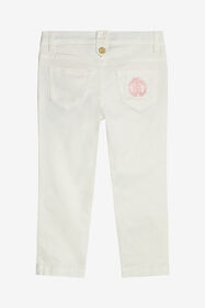 JU Pantalon Avec Fleurs Brodées MILKY WHITE UJT23I-CE036