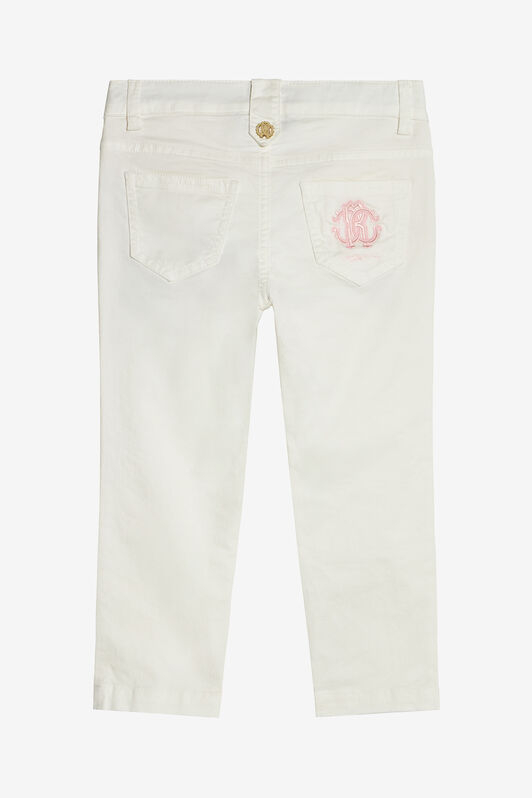 JU Pantalones Con Flores Bordadas MILKY WHITE UJT23I-CE036
