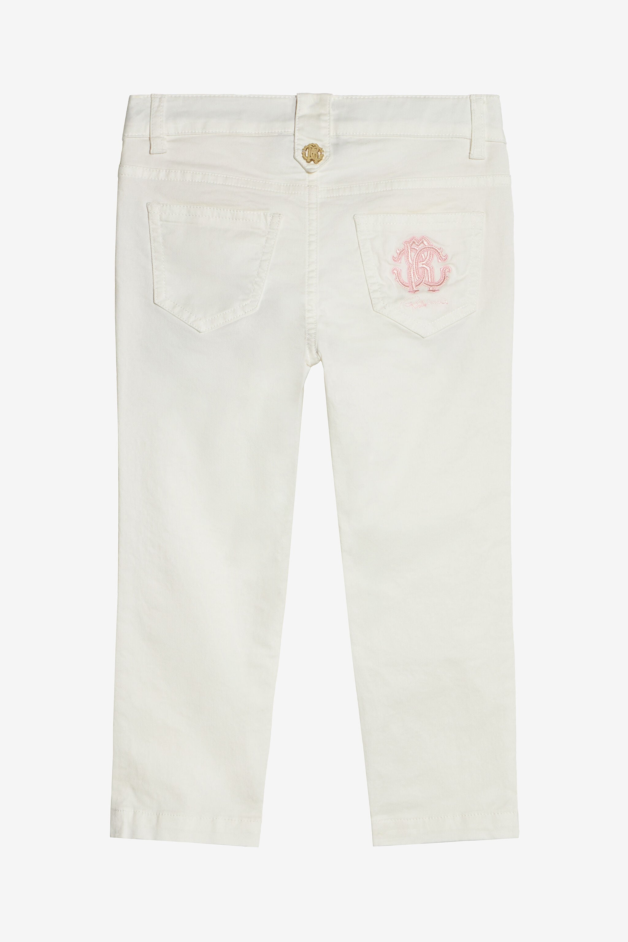 JU Pantalones Con Flores Bordadas MILKY WHITE UJT23I-CE036