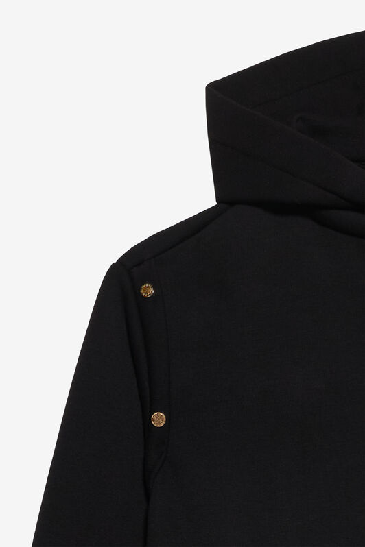 JU Schwarzer Hoodie mit goldenem Knopf BLACK XJT66K-CF050