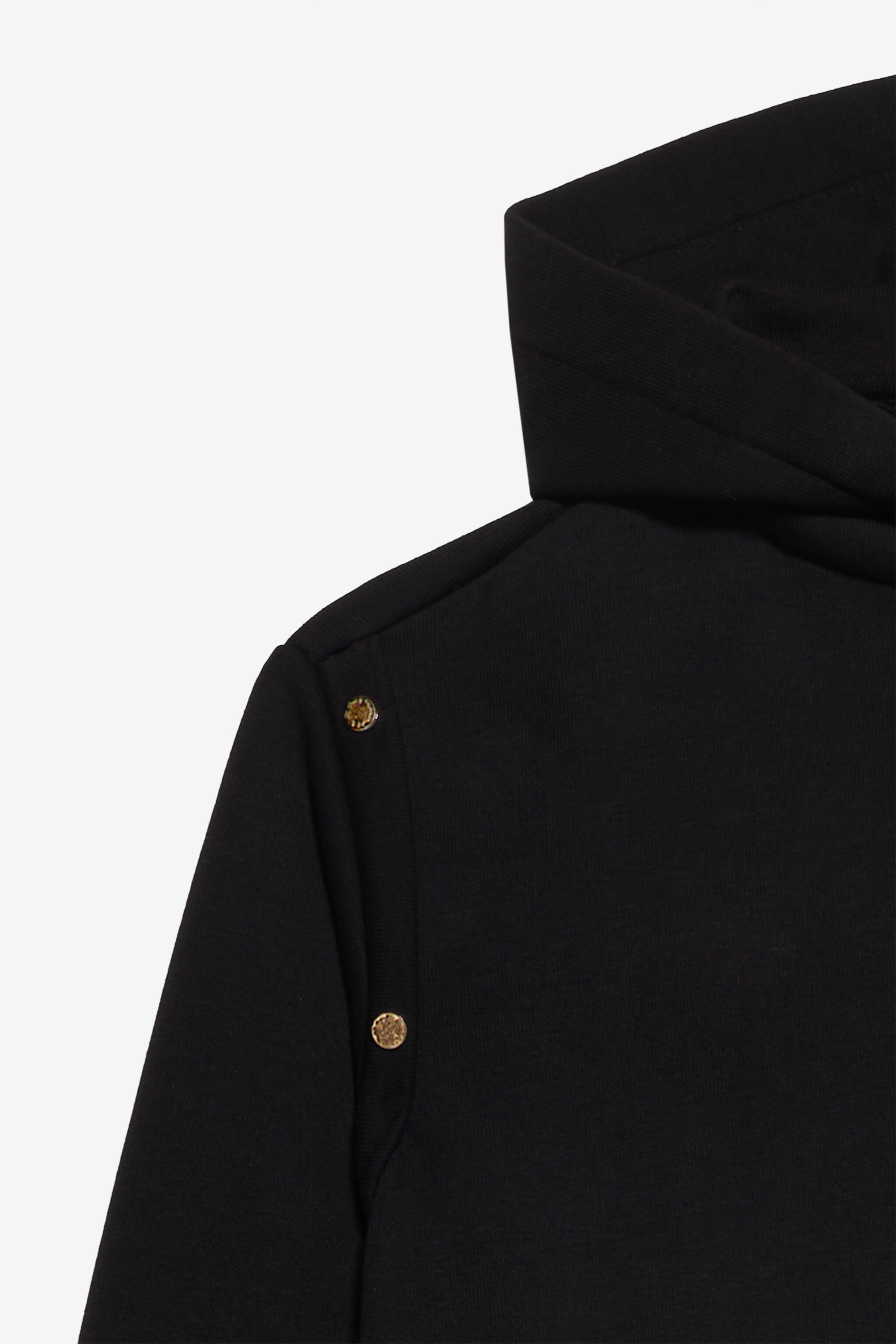 JU Schwarzer Hoodie mit goldenem Knopf BLACK XJT66K-CF050