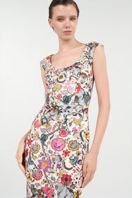 RC Sheath Dress with Florentine Flowers Print BEIGE WQT151-NBR29