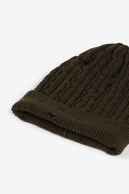 RC Cable-Knit Wool Beanie Dark green RRM653-MQ001