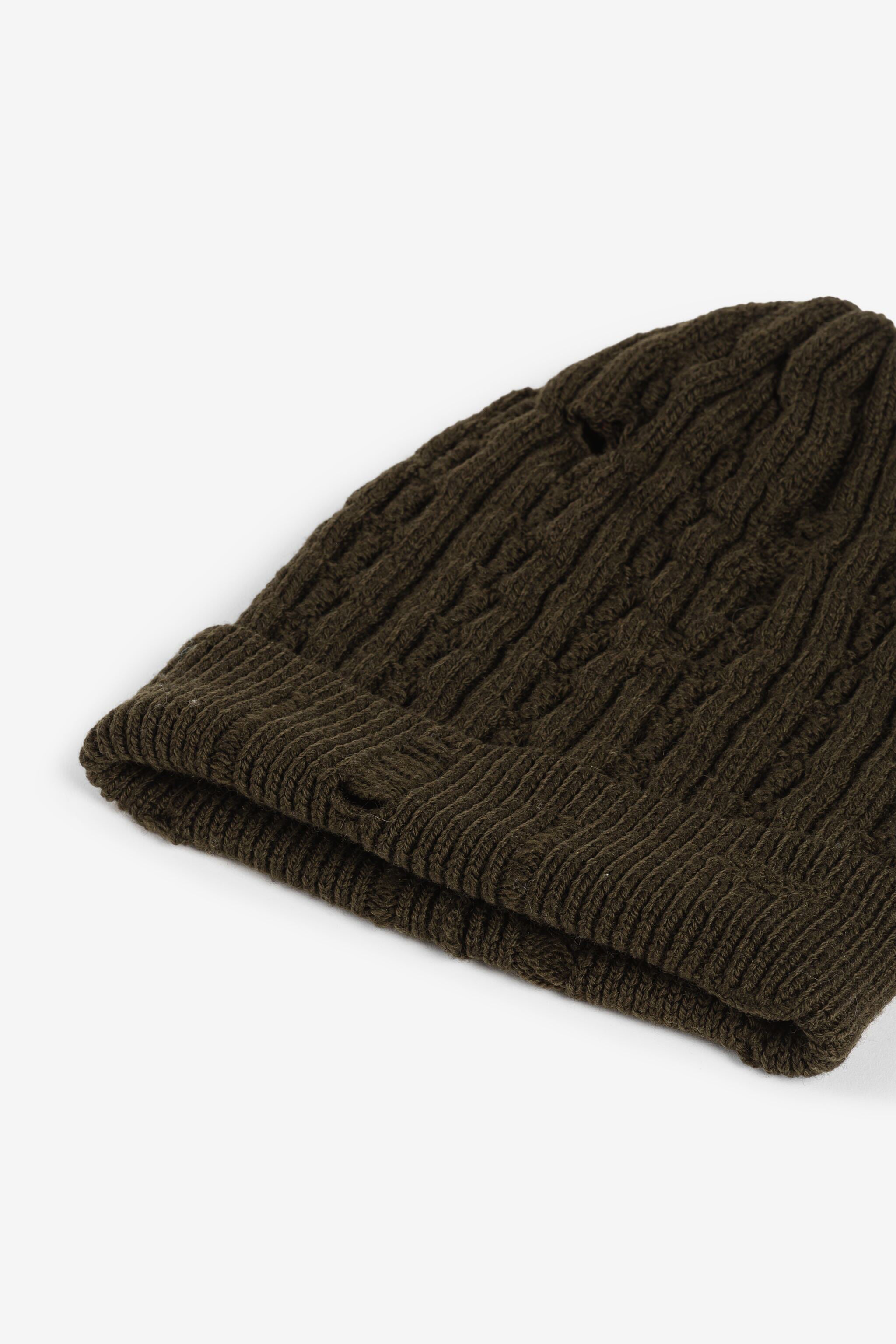 RC Cable-Knit Wool Beanie Dark green RRM653-MQ001