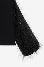 JU Blouse with voluminous sleeves and sequins BLACK XJM60H-GA082