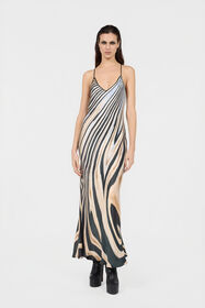 RC Zebra Print Slip Dress NATURAL/BLACK XQT102-RYT26