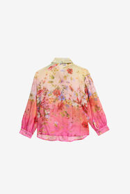 JU Camicia In Misto Seta Stampa Miami Flowers GREEN/FUXIA WJT70S-CTR64