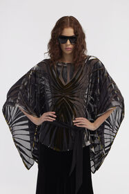 RC Blusa caftano stampata nera con cintura a fusciacca Nero RWT725-VLI15