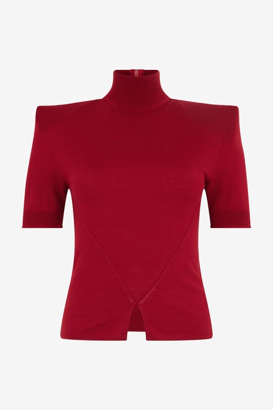 RC Pullover In Dunkelrot Mit Hohem Kragen RC Pullover In Dunkelrot Mit Hohem Kragen Rot VWM605-MQ014