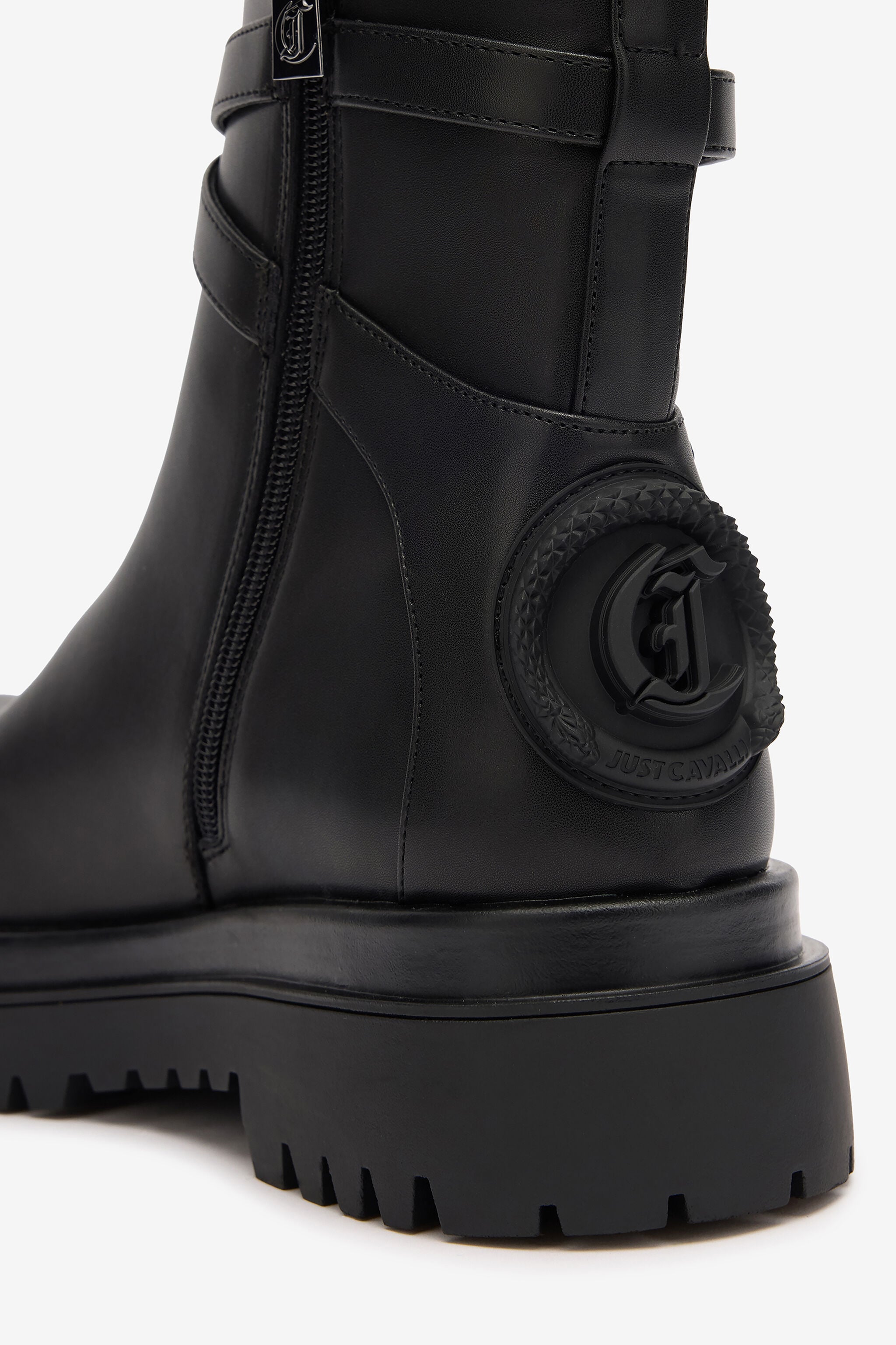 JC Combat Boots With Strap And JC Monogram JC Combat Boots With Strap And JC Monogram Black TFS036-TF269