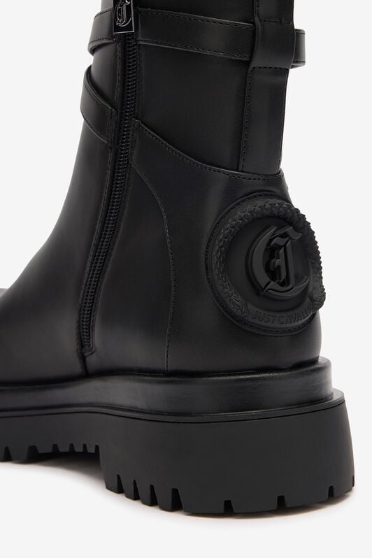 JC Combat Boots With Strap And JC Monogram JC Combat Boots With Strap And JC Monogram Black TFS036-TF269