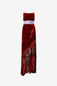 RC Long Dark Red Dress With Marine Print Red VWT130-VL066