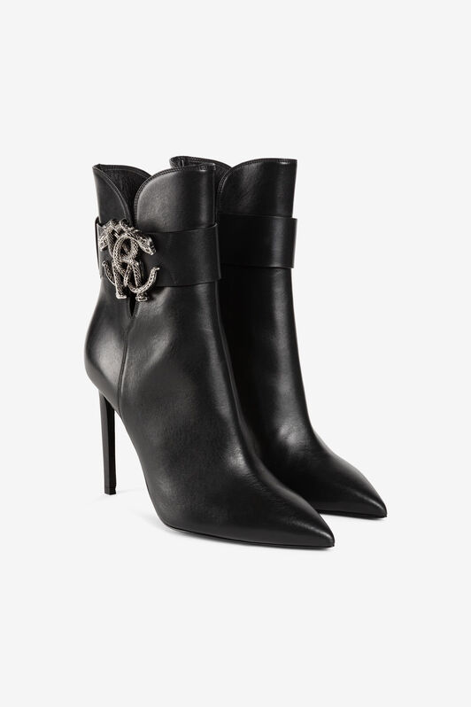 RC Stiefeletten mit Monogramm Mirror Snake RC Stiefeletten mit Monogramm Mirror Snake Schwarz/Silber RKS015-PZV10