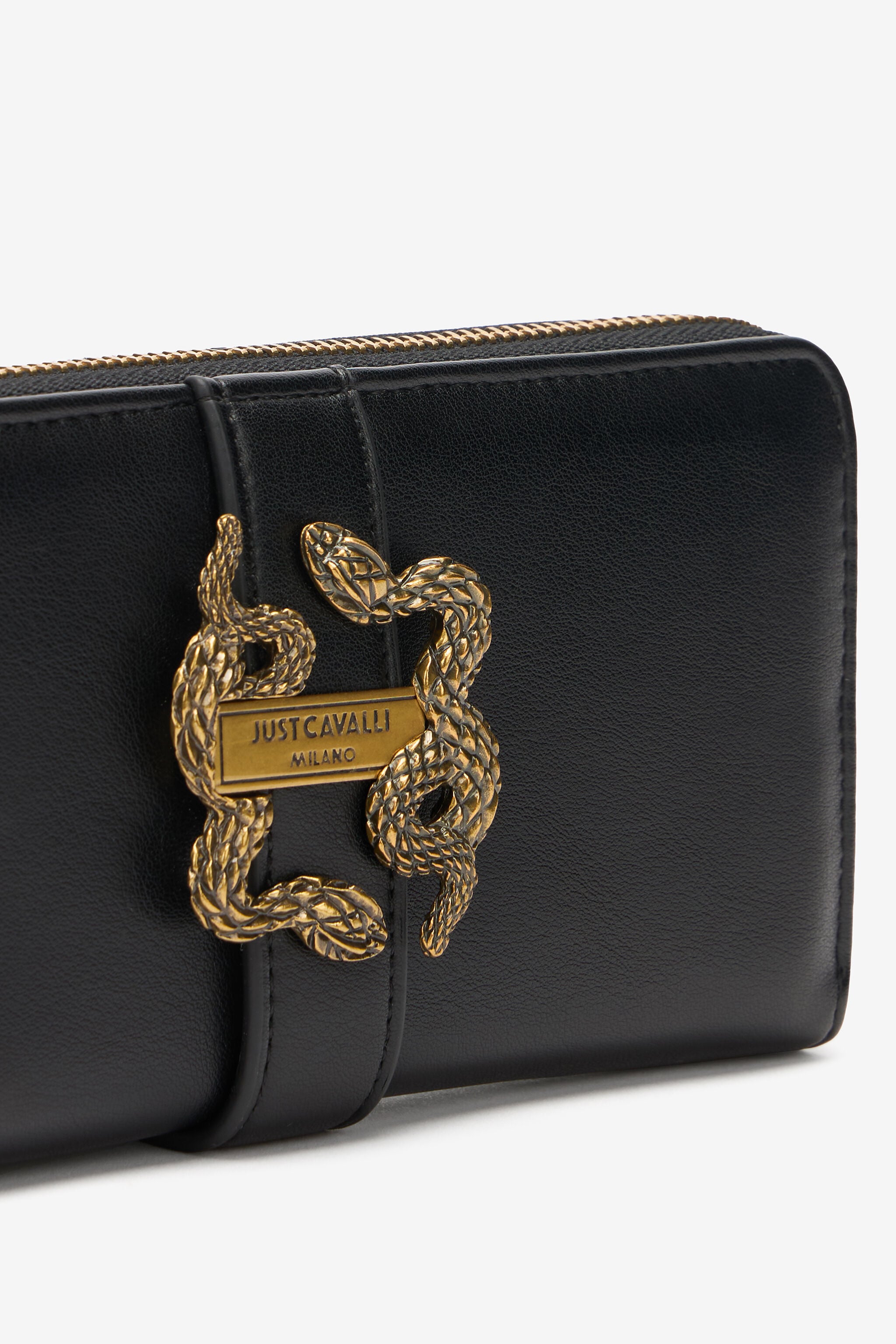 JC Cartera Con Cremallera Circundante Y Mirror Snake JC Cartera Con Cremallera Circundante Y Mirror Snake Negro UFP004-UF491