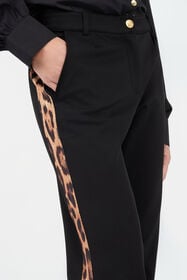 RC Black Flare Trousers Leopard Side Panels BLACK TOT20A-FT223