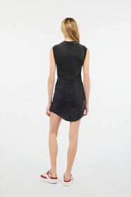 JC Rib-Knit Mini Dress With JC Monogram Black UFT163-UF229