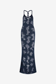 RC Gehäkeltes langes Kleid Dunkelblau UWM102-MH014