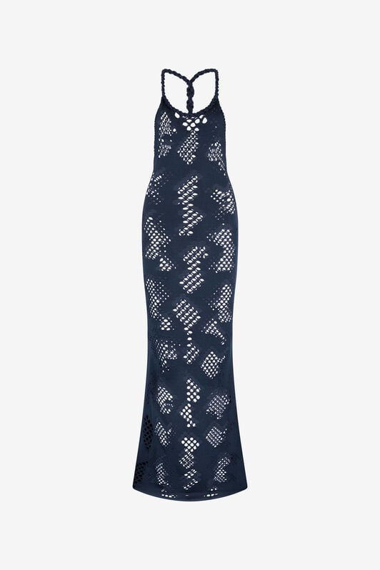 RC Gehäkeltes langes Kleid RC Gehäkeltes langes Kleid Dunkelblau UWM102-MH014