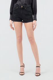 RC Jeans Shorts Black With Rose Embroidery BLACK SOJ20P-DN001