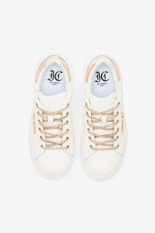 JC Lace-Up Sneakers With Rhinestones JC Lace-Up Sneakers With Rhinestones White/Gold UFS030-UF352